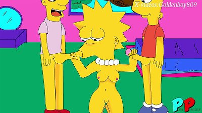 Lisa Simpson deep throats Bart and Milhouse